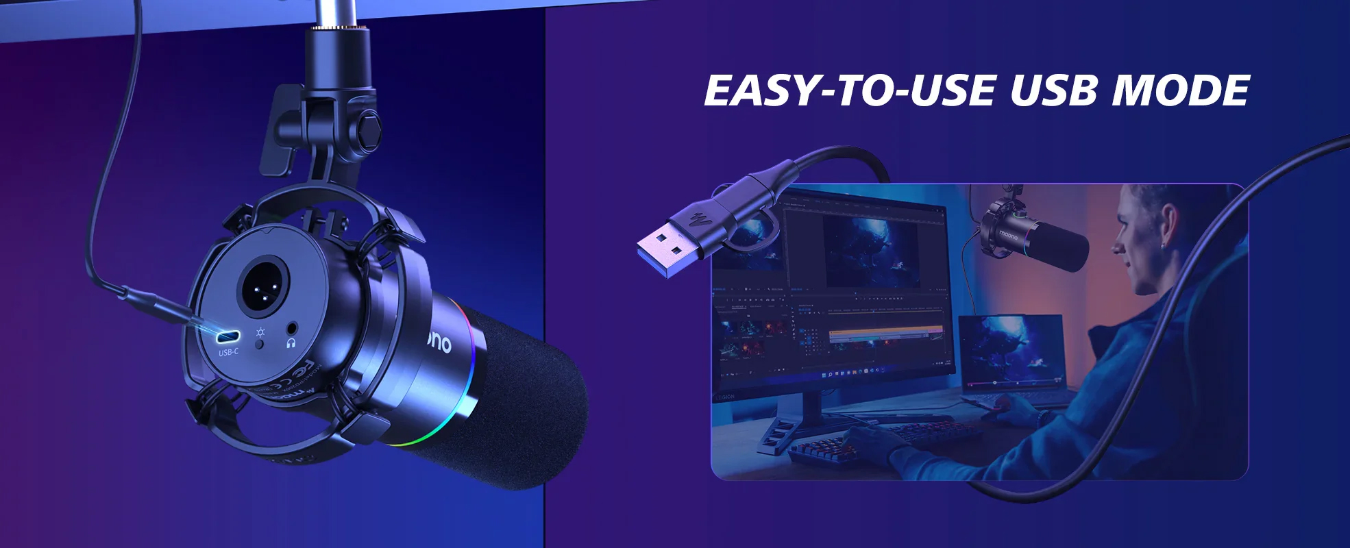MAONO PD200XS RGB USB/XLR Dynamic Microphone MAONO PD200XS RGB USB/XLR Dynamic Microphone