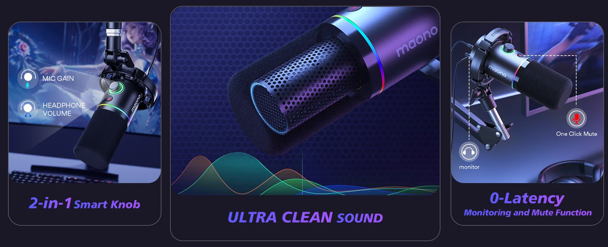 MAONO PD200XS RGB USB/XLR Dynamic Microphone MAONO PD200XS RGB USB/XLR Dynamic Microphone